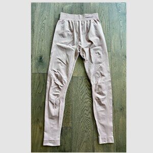 Organic Basics Recycled Activewear Leggings XS-S Pink Beige Stretch Eco-Friendly